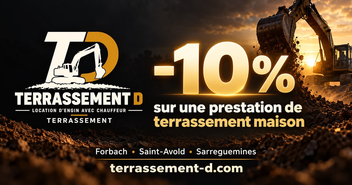 Terrassement D offre 10 % sur une prestation de terrassement maison à Forbach, Saint-Avold et Sarreguemines — terrassement-d.com